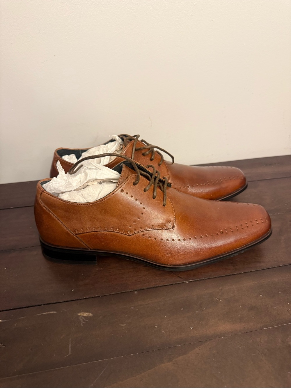 Stacy Adams Atwell Men’s Cognac Leather Oxford Dress Shoes Size 7.5 M